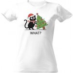 Tričko s potiskem Kočka a vánoční stromek dámské Bílá – Hledejceny.cz