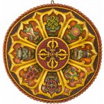 Sanu Babu Astamangal mandala, ručně malovaná, pryskyřice, průměr 57cm – Hledejceny.cz