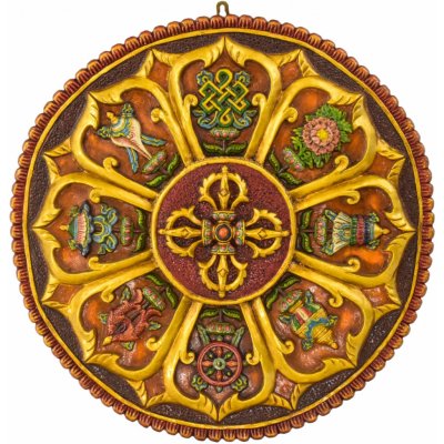 Sanu Babu Astamangal mandala, ručně malovaná, pryskyřice, průměr 57cm – Hledejceny.cz