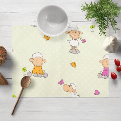 Biante bavlna prostírání Sandra SA-729 Veselé ovečky na světle zeleném puntíkovaném 30x40 cm – Hledejceny.cz
