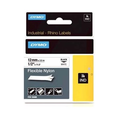 Dymo Rhino 18488, S0718100, 12mm x 3,5m černý tisk / bílý podklad, originální páska – Hledejceny.cz