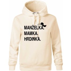 Manželka mamka hrdinka Oversized mikina dámská Moon kratší + širší Mandlová