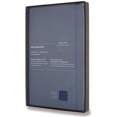 Moleskine Zápisník kožený měkké desky L, linkovaný, modrý linkovaný A5 88 listů – Zboží Živě