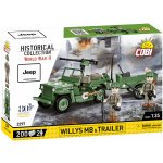 COBI 2297 World War II Americký ozbrojený terénní automobil Jeep Willys MB & Trailer 1:35 – Zbozi.Blesk.cz