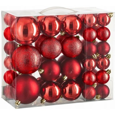 LAALU Sada 46 ks ozdob: Ozdoby kulaté červené mix 4,6,8 cm – Zboží Dáma