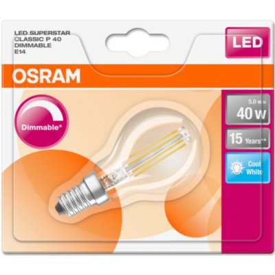 Osram LED SUPERSTAR CL P Filament 5W 840 E14 470lm 4000K CRI 80 15000h A+ DIM 1ks – Zboží Mobilmania