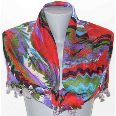 Šátek čtvercový s třásněmi a vzorem 410 multikolor – Sleviste.cz