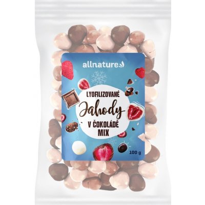 Allnature Mrazem sušené jahody mix v mléčné hořké a bílé čokoládě 100 g – Zbozi.Blesk.cz