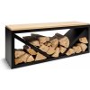 Dřevník Blumfeldt Kindlewood L Black, stojan na dřevo, lavička, 104 x 40 x 35 cm, bambus, zinek