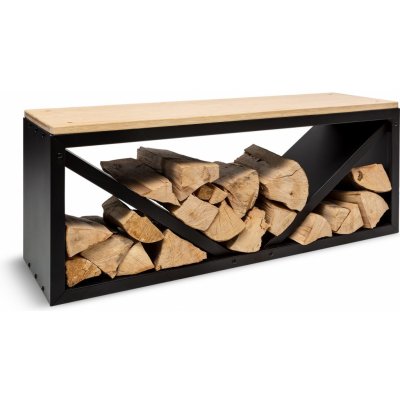 Blumfeldt Kindlewood L Black, stojan na dřevo, lavička, 104 x 40 x 35 cm, bambus, zinek