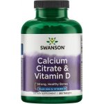 Swanson Citrát Vápníku + Vitamín D3 250 tablet – Hledejceny.cz
