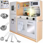 Kruzzel 9151 dřevěná kuchyňka s příslušenstvím XXL světle hnědá – Zboží Dáma