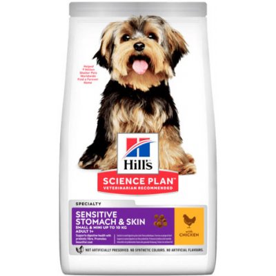 Hill's Ca SP Sensitive Stomach & Skin Adult Small&Mini Chicken 1,5kg (Pro dospělé psy malých a trpasličích plemen - s kuřetem. Pro citlivé zažívání a podporu srsti. )