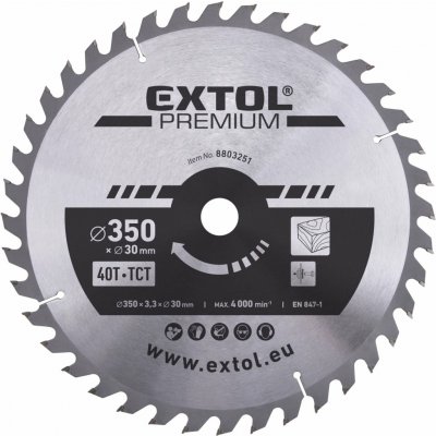 Kotouč pilový s SK plátky, ⌀350x3,3x30mm, 40T EXTOL PREMIUM – Hledejceny.cz