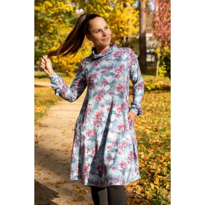 Jsem máma Zimní bambusové kojicí šaty se skrytými zipy polární květy – Zboží Mobilmania