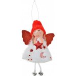 Clayre & Eef Bílo-červená látková závěsná dekorace anděl s hvězdičkou - 8*3*15 cm – Hledejceny.cz