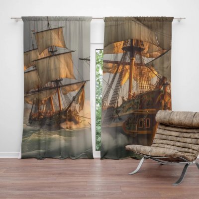 Sablio Závěs Plachetnice ve vlnách: 2ks 140x250cm – Hledejceny.cz