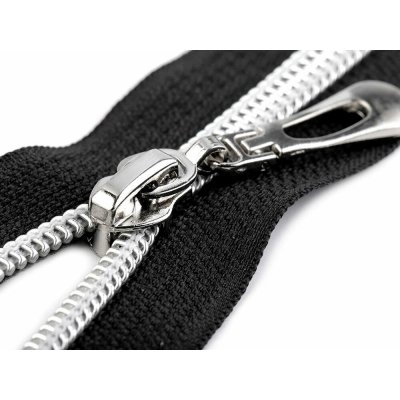 Spirálový zip se stříbrnými zoubky šíře 7 mm délka 80 cm - 322 černá – Hledejceny.cz