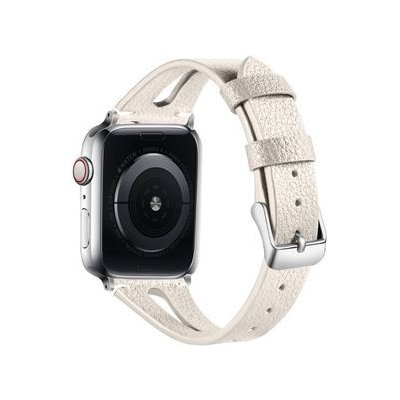 Mobilly řemínek na Apple watch 42/44 mm, kožený, bílý 498 DSP-12-00A – Zboží Mobilmania