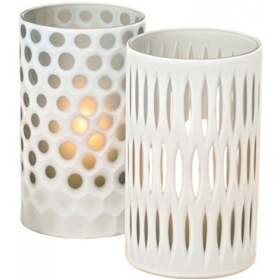 Svícen na čajovku skleněný válec KENDRA 10cm bílý – Zboží Dáma