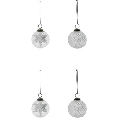 House Doctor Vánoční ozdoba Snowi Clear Silver set 4 ks stříbrná barva sklo – Zboží Mobilmania