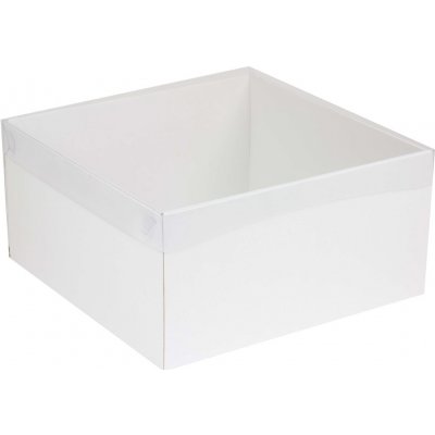 Dárková krabice s průhledným víkem 300x300x150/35 mm, bílá – Zboží Živě
