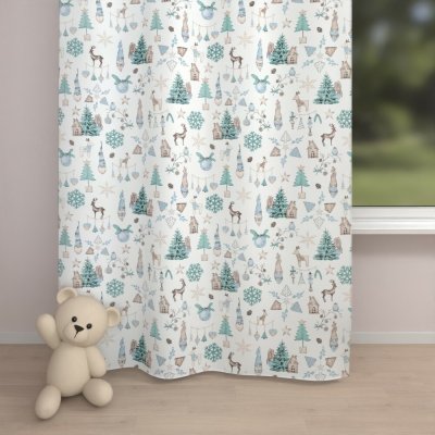 Biante Dětský bavlněný závěs Sandra SA-662 Modro-zeleno-hnědý vánoční vzor 150x170 cm – Hledejceny.cz