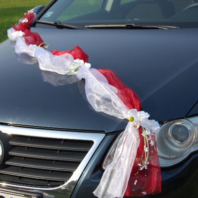 Šerpa na auto barevná - červeno - bílá (1 ks) – Zboží Dáma