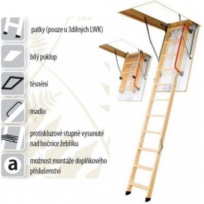 FAKRO LWK Komfort 280 80 x 120 cm 3-dílné Půdní schody – HobbyKompas.cz