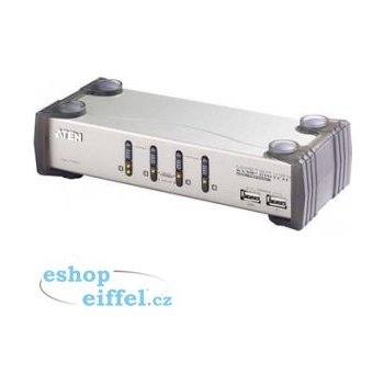 Aten CS-1734A KVM přepínač 4-port KVMP USB+PS/2, usb hub, audio, 1.2m kabely