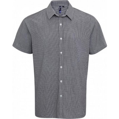 Premier Workwear pánská popelínová košile gingham s drobným kostkovaným vzorem PW221 černá bílá