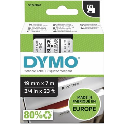 DYMO páska D1 19mm x 7m, černá na průhledné, 45800, S0720820 – Hledejceny.cz