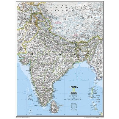 National Geographic Indie - nástěnná mapa Classic 60 x 76 cm Varianta: bez rámu v tubusu, Provedení: laminovaná mapa v lištách