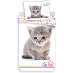 Jerry Fabrics povlečení KITTEN COLOUR šedé kotě na bílé fototisk bavlna hladká 140x200 70x90 – Zboží Dáma