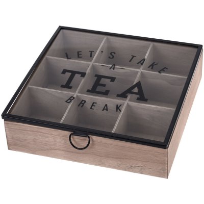 Excellent Houseware Dřevěná na Čaj TEA 9 přihrádek