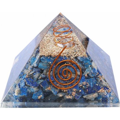 Nefertitis Orgonit pyramida s lapisem lazuli velká s krystalem křišťálu NF9089 - cca 7x7 cm
