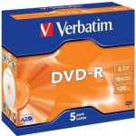 Verbatim DVD-R 4,7GB 16x, AZO, slim box, 5ks (43519) – Zboží Mobilmania