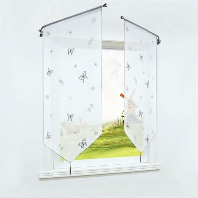 Krátká záclona voálová šedá motýli moderní 60x120 cm – Hledejceny.cz
