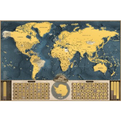 Stírací mapa světa XL Coffee edition - zlatá – Zboží Dáma