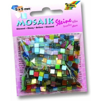 Mozaikové kamínky 5 × 5 mm - blýskavé - mix 20 lesklých barev – Sleviste.cz