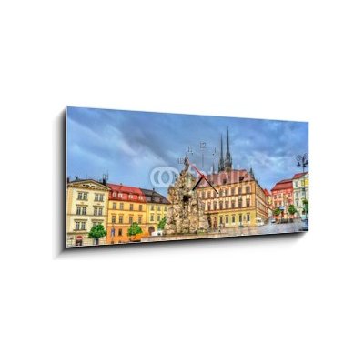 Obraz s hodinami 1D panorama - 120 x 50 cm - Parnas Fountain on Zerny trh square in the old town of Brno, Czech Republic Kašna Parnas na náměstí Žerný trh ve starém měst – Sleviste.cz