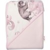 Osuška pro miminko Baby Nellys Dětská termoosuška s kapucí Zvířátka na mráčku 100 x 100 cm růžová