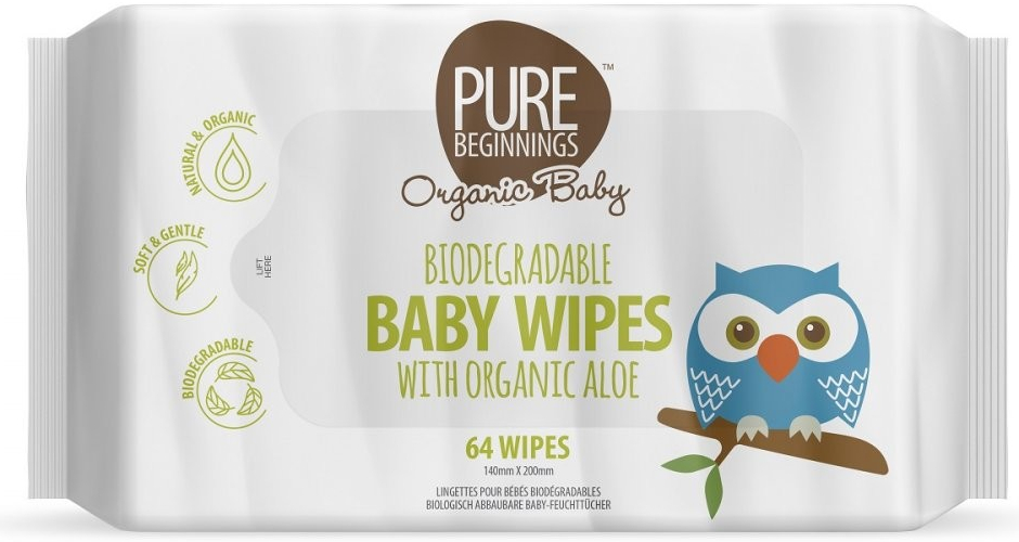 PURE BEGINNINGS Dětské vlhčené ubrousky s BIO aloe biologicky rozložitelné  64 ks od 119 Kč - Heureka.cz