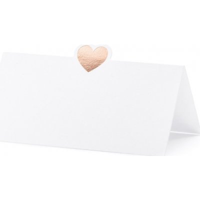 Jmenovky na stůl bílé s růžovo-zlatým srdíčkem 10x5 cm, 10 ks – Hledejceny.cz