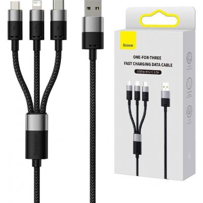 Baseus CAXS000001 StarSpeed 1-for-3, 3 v 1 USB - Micro Lightning USB-C, 3,5A, 1,2m