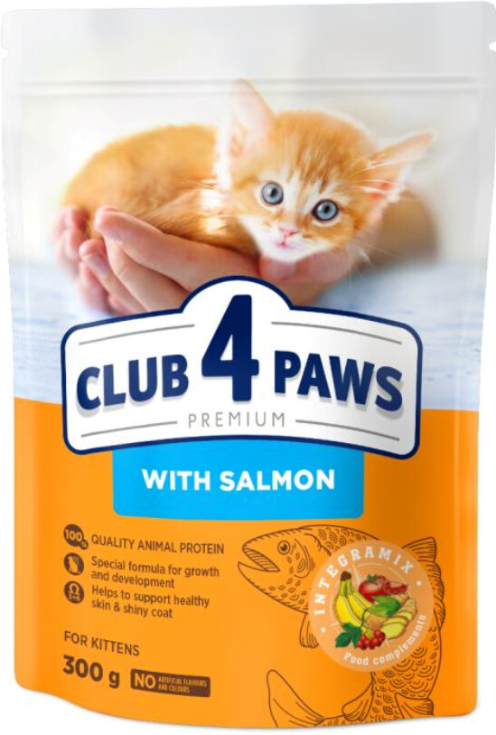 Club 4 Paws Suché krmivo pro koťata S lososem 0,3 kg
