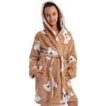 1T0467 huňatý extra teplý dívčí župan bílý plyšový medvídci hnědá – Zboží Dáma