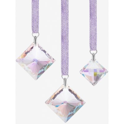 Preciosa Skleněná ozdoba Třpytivý ornament čtverce z českého křišťálu Preciosa sada 3 ks – Zboží Dáma