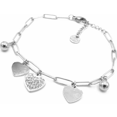 Steel Jewelry náramek s přívěsky srdce z chirurgické oceli NR090250 – Zboží Mobilmania