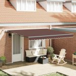 vidaXL Automatická zatahovací markýza s LED světly hnědá 400 x 300 cm – Sleviste.cz